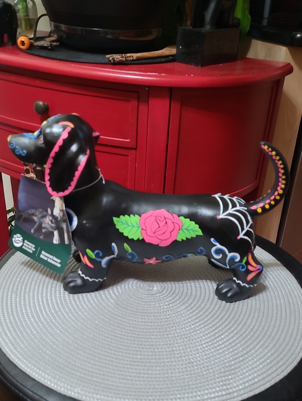Decorative Black Day of the Dead Resin Dachshund Dog Figurine
